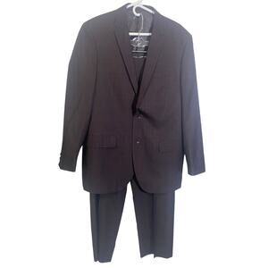Mazari NWOT Mens Burgundy Plaid Suit Set of Jacket & Trousers Sz 42 Regular